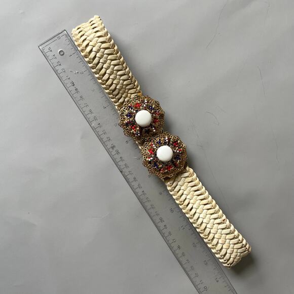 Stanley Hagler NYC Signed Vintage Jeweled Stretch Belt Filigree Clasp Rhinestone - Picture 9 of 10
